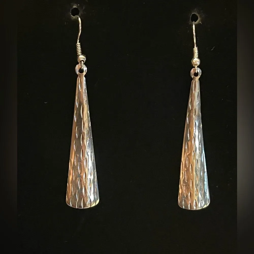 Upcycled Silver-Tone Dangle Earrings – Handmade by Me